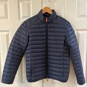 Save The Duck Navy Ultra Light Animal Free Quilted Puffer Coat Size M